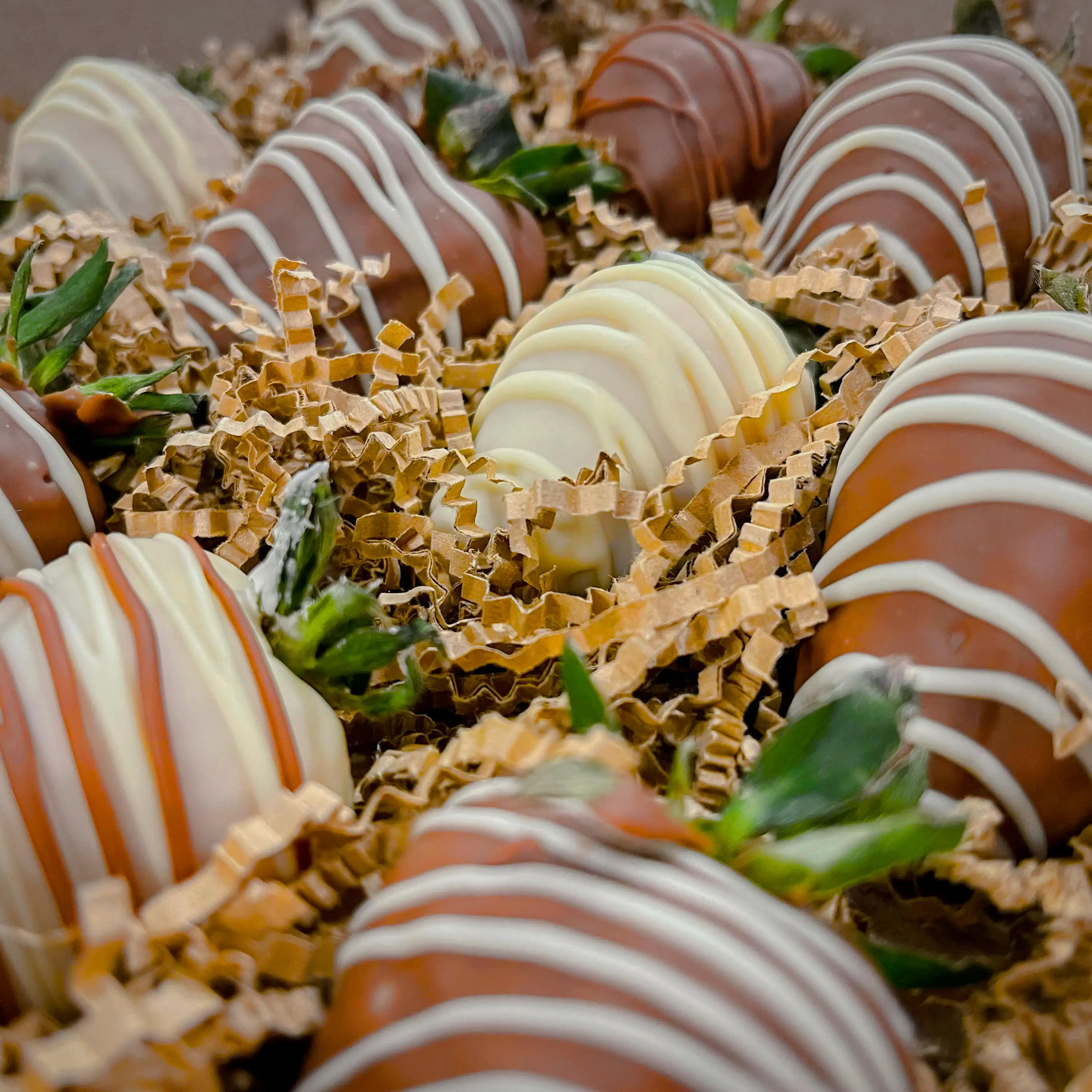 Chocolate Strawberry Box With Gold Details